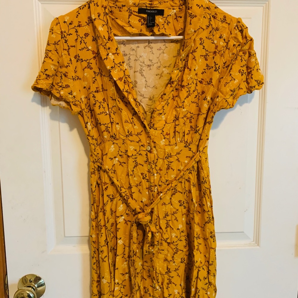 Mustard floral dress